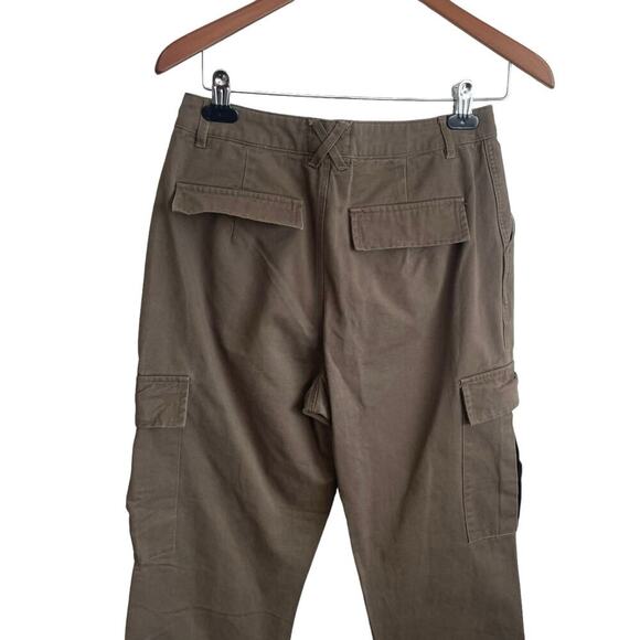 Y2K Sorella Moon Women Cotton Cargo Jogger Pants M Khaki Utility Gorp Streetwear - Picture 7 of 11